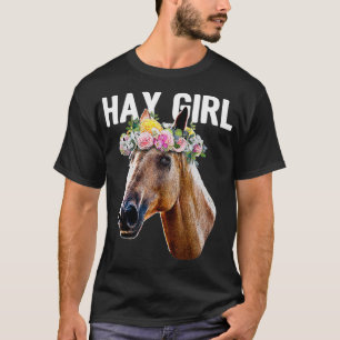 T-shirt Hay Girl Floral Horse Horseback équitation éques