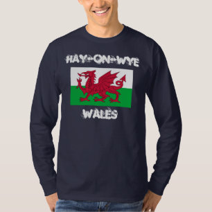 T-shirt Hay-on-Wye, Pays de Galles avec drapeau gallois