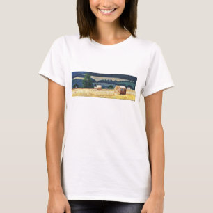 T-shirt Haybales sur l'huile de flanc de coteau sur la