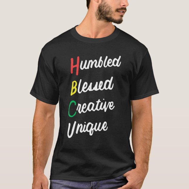 T-shirt HBCU Africain Humbled Blessé Creative Unique Noir (Devant)