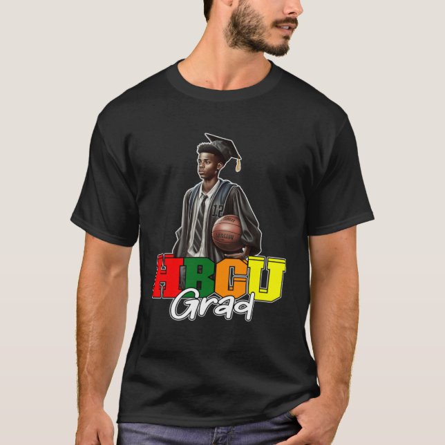 T-shirt HBCU Basketball Grad Black college Alumni Apparel  (Devant)