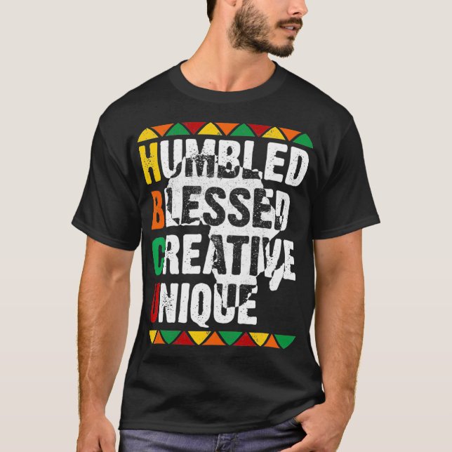 T-shirt HBCU Humbled Blessed Creative Unique Afro College (Devant)