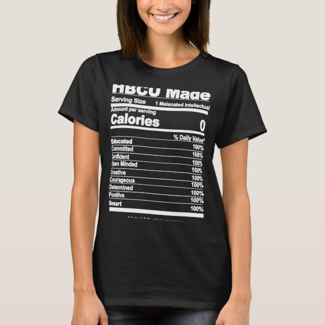 T-shirt HBCU Made HBCU Faits nutritionnels (Devant)