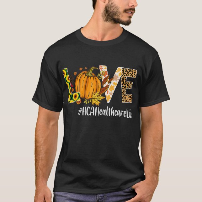 T-shirt HCA Healthcare Love Fall Citrouille leopard (Devant)