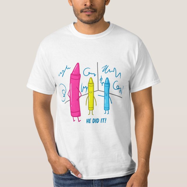 T-shirt He Did It Gift Drawing Painting Shool Teaher  (Devant)