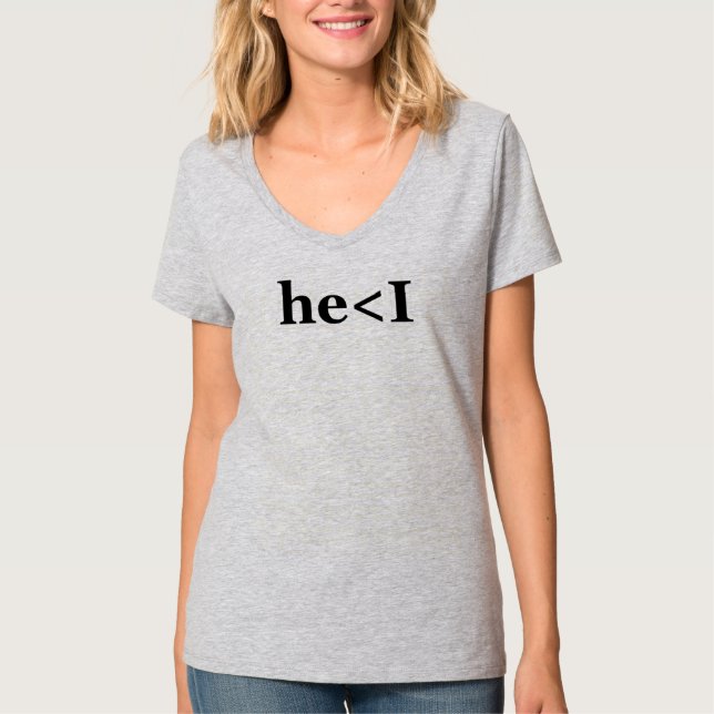 T-shirt He < I Text Tee - Gras et Vibes de coeur ! (Devant)