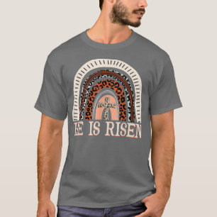 T-shirt He Is Risen Leopard Rainbow Christian Jésus Happy