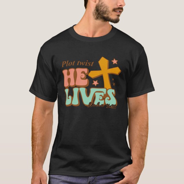 T-shirt He Lives Cross Happy Easter Day 2023 Christian Jes (Devant)