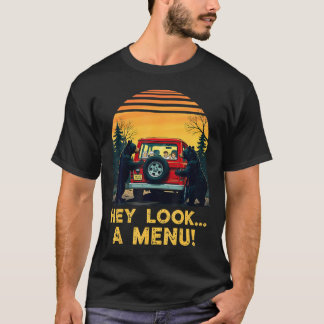 T-shirt Hé Regarde Un Menu Drôle Randonnée Camping Campeur
