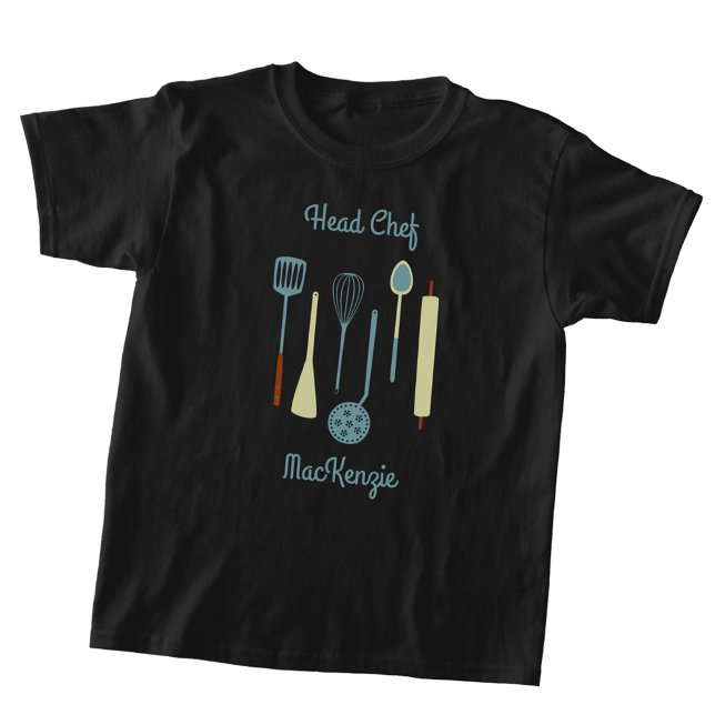 T-shirt Head Chef Personalized Cooking (Fun head chef personalized name kids cooking t-shirt)
