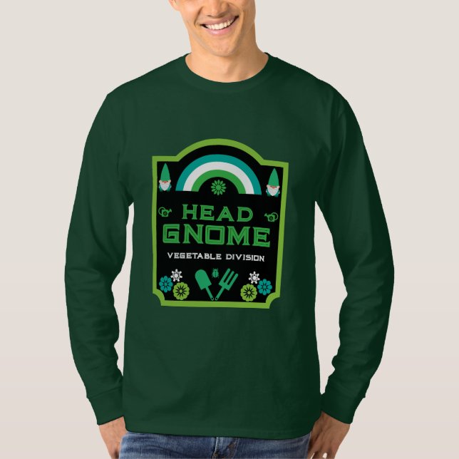T-shirt Head Garden Gnome Gardener (Devant)