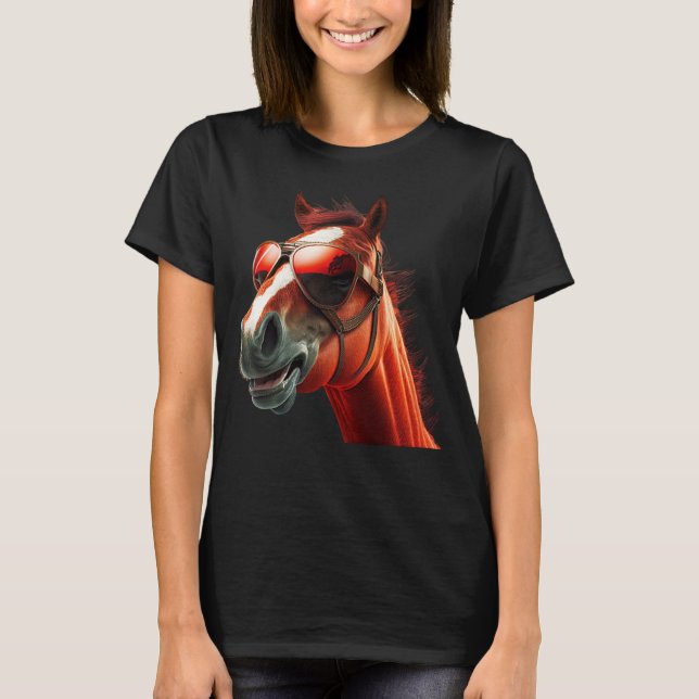 T-shirt Head Horses  Humorous Sunglasses  1 (Devant)