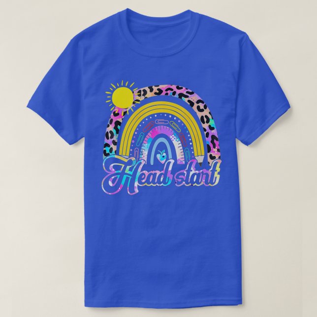 T-shirt Head Start enseignant Leopard Rainbow Head Start T (Design devant)