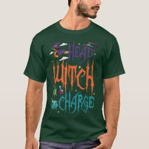 T-shirt Head Witch in Charge Hat Brew Broom Happy Hallowee
