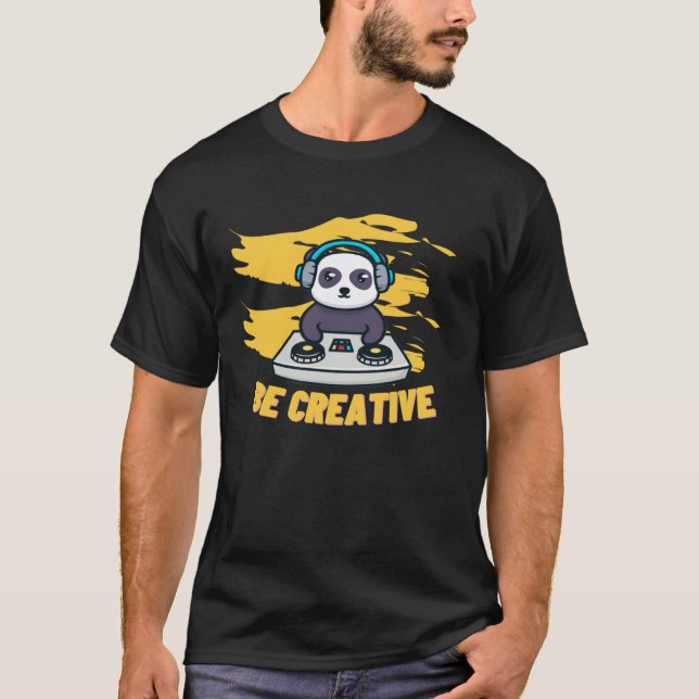 T-shirt Headphones Dj Panda Man Woman Funny Dj Idea (Devant)