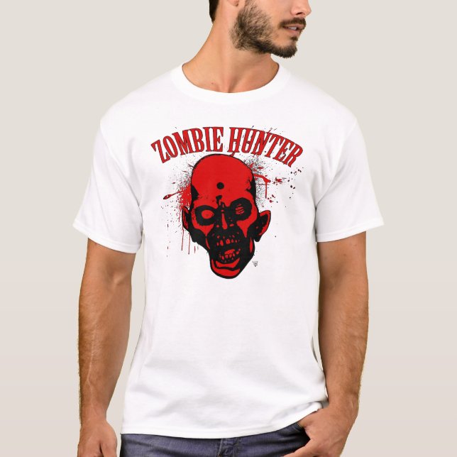 T-shirt Headshot de Red&Black de chasseur de zombi (Devant)