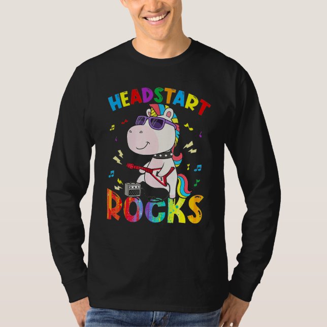 T-shirt Headstart Rocks Unicorn Kids Boys Girls Back To Sc (Devant)