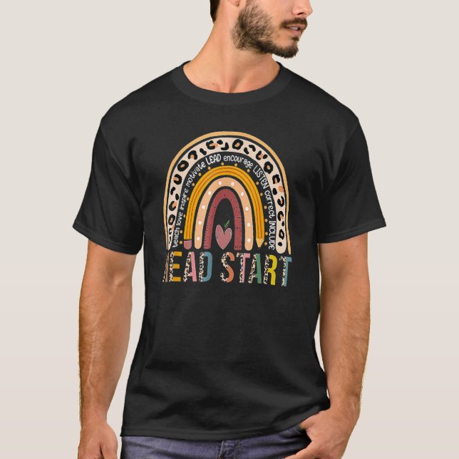 T-shirt Headstart Teacher Rainbow Early Childhood 100 Days (Devant)