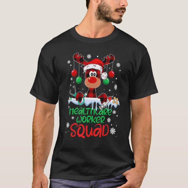 T-shirt Healthcare Worker Squad Reindeer Christmas Pajamas (Devant)