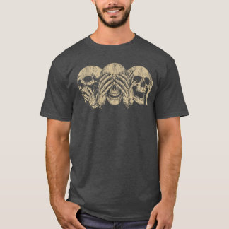 T-shirt Hear No Evil Skulls Dark Gothic Macabre Horror Hal