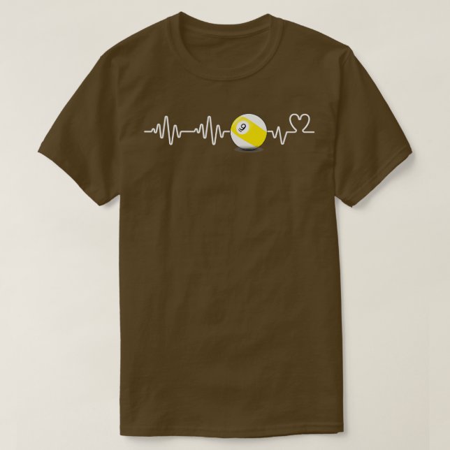 T-shirt Hearbeat Billiard Nine Ball Funny 9Ball Player Gi (Design devant)