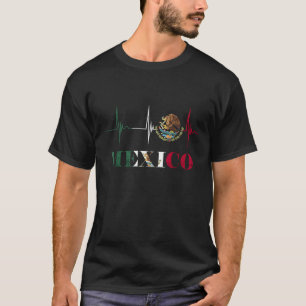 T-shirt Hearbeat EKG Pulse Mexico Emblem Mexique Drapeau M