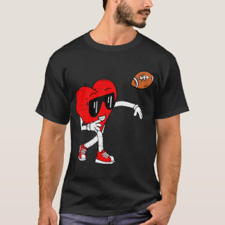 T-shirt Heart American Football Valentines Day Boys Men Ki