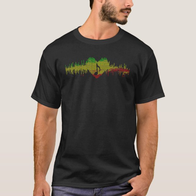 T-shirt Heart Beat Reggae For Reggae Music (Devant)