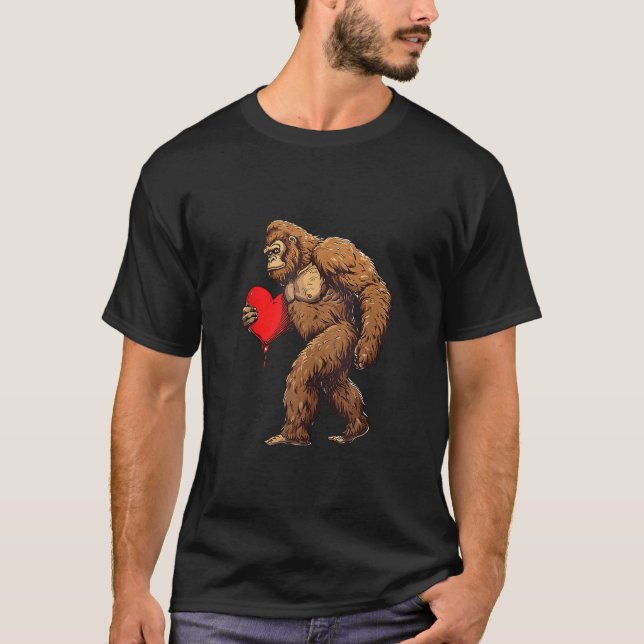 T-shirt Heart Bigfoot Sasquatch Valentin Jour V Coût (Devant)