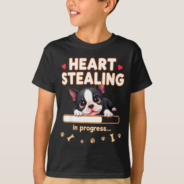 T-shirt Heart Boston Terrier Dog Funny Gift Bostie Puppy  (Devant)