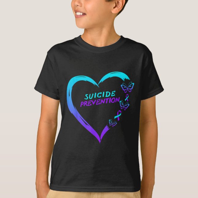 T-shirt Heart Butterfly Suicide Prevention Awareness  (Devant)