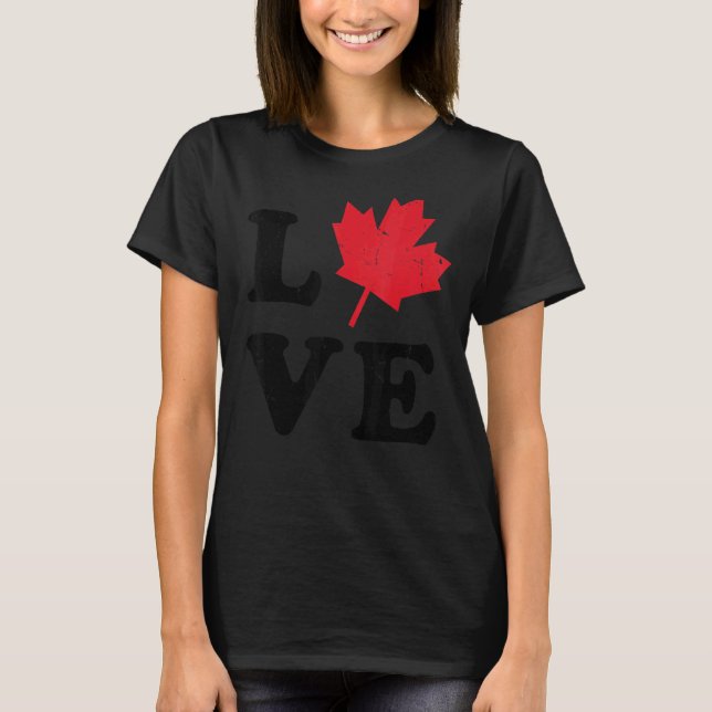 T-shirt Heart Canada Day Maple Leaf I Love You Canada (Devant)