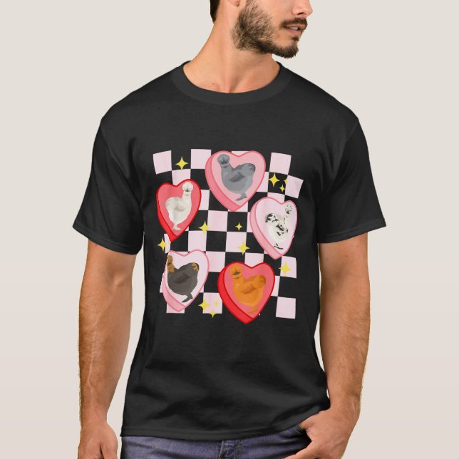 T-shirt Heart Candy Silkie Chicken Valentine Farmer Animal (Devant)