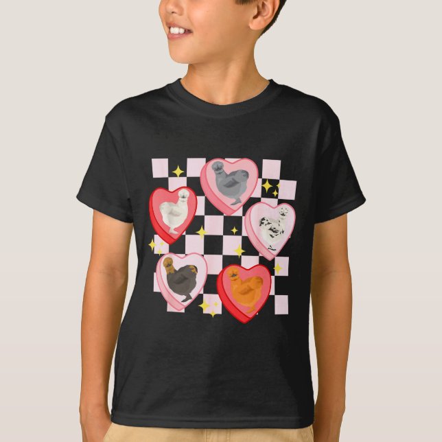 T-shirt Heart Candy Silkie Chicken Valentine Farmer Animal (Devant)