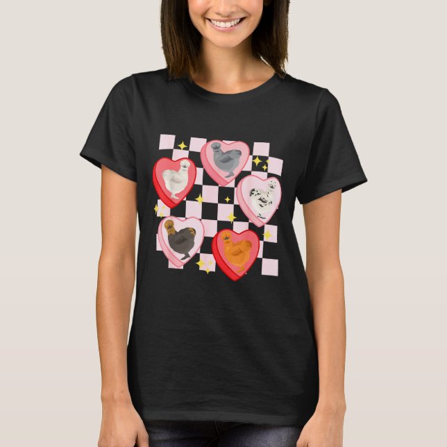 T-shirt Heart Candy Silkie Chicken Valentine Farmer Animal (Devant)