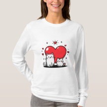 T-shirt Heart&Cats Dessin Long Manches