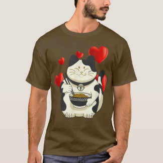 T-shirt Heart Cats Ramen Noodles Anime Japanese Cute Kitte