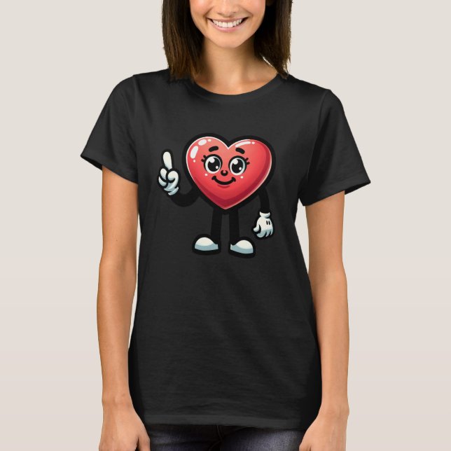 T-shirt Heart Character With Cartoon Eyes And Smiling Face (Devant)
