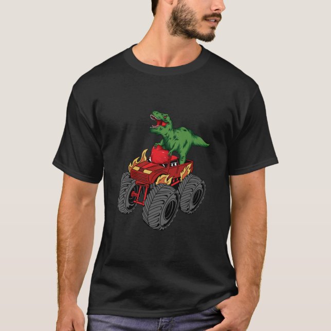 T-shirt Heart Dino Valentine's Day Monster Truck Date Coup (Devant)