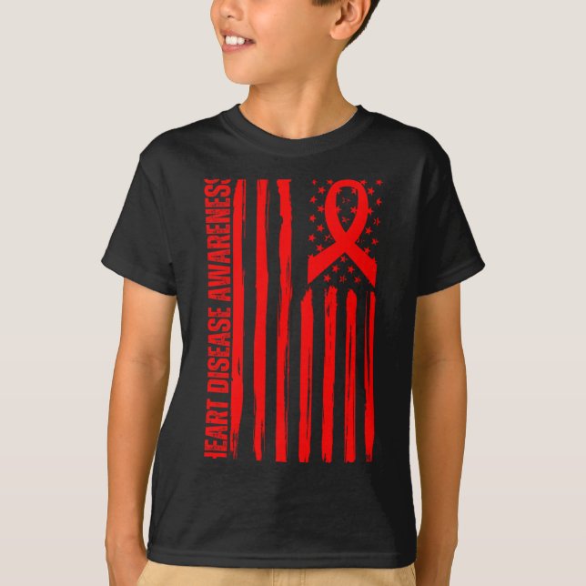 T-shirt Heart Disease Awareness American Flag Chd Congenit (Devant)