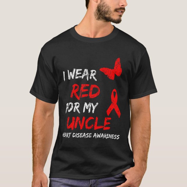 T-shirt Heart Disease Awareness I Wear Red For My Uncle Ri (Devant)