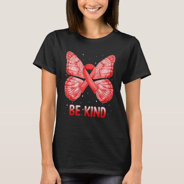 T-shirt Heart Disease Awareness Kindness Butterfly Ribbon  (Devant)