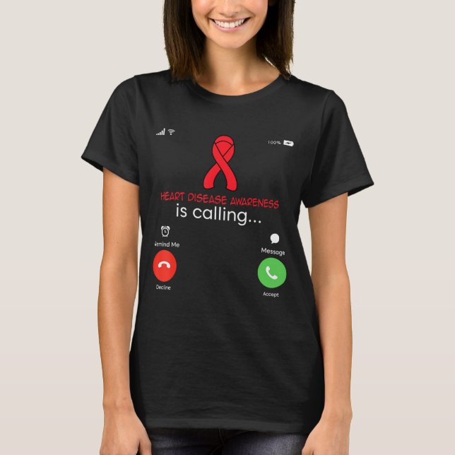 T-shirt Heart Disease Awareness Red Ribbon Heart Attack Su (Devant)