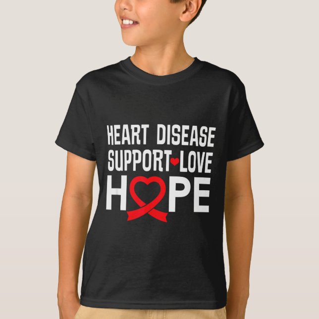 T-shirt Heart Disease Suprt Love Hope Red Ribbon  (Devant)