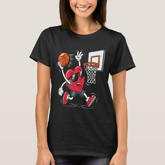 T-shirt Heart Dunking Sketll Saint-Valentin Garçons Filles (Devant)