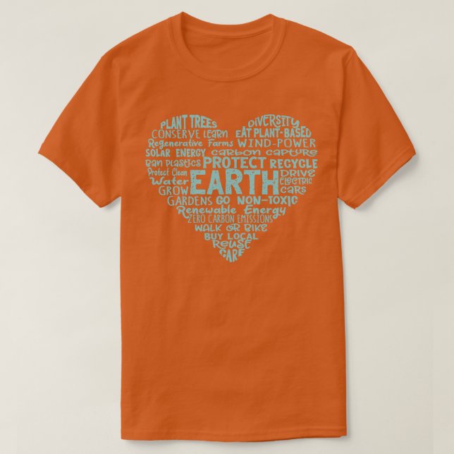 T-shirt Heart Earth Word Cloud Turquoise (Design devant)
