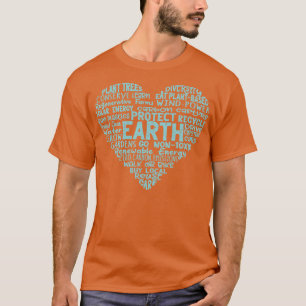 T-shirt Heart Earth Word Cloud Turquoise