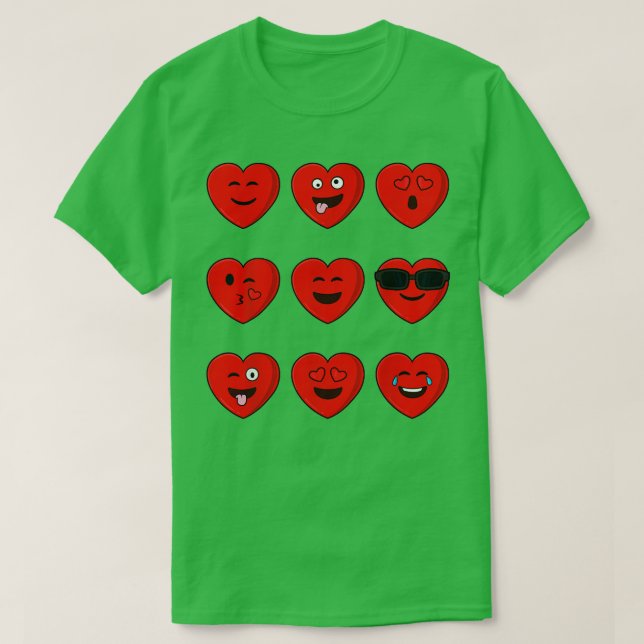 T-shirt Heart Emojis Valentines Day Emoticons (Design devant)