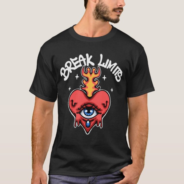 T-shirt Heart Fiery and Eye streetwear  (Devant)