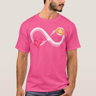 T-shirt Heart For Billiard Snooker 8 Ball Pool Fan Billiar